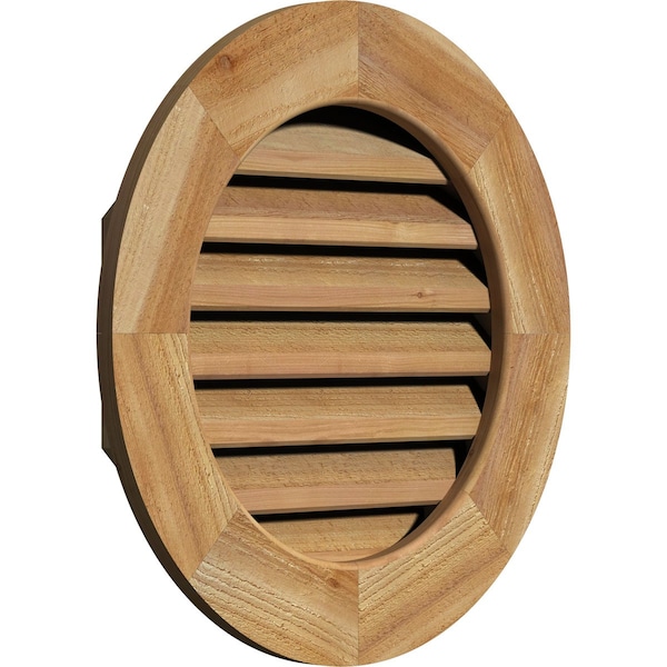 Round Gable Vent Functional, Western Red Cedar Gable Vent W/ 1 X 4 Flat Trim Frame, 28W X 28H